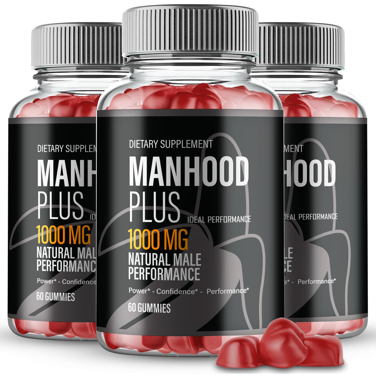 IDEAL PERFORMANCE Manhood Plus Gummies bottle front for daily wellness.