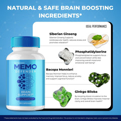 Memo Defender pills on notebook suggesting study sessions and focus