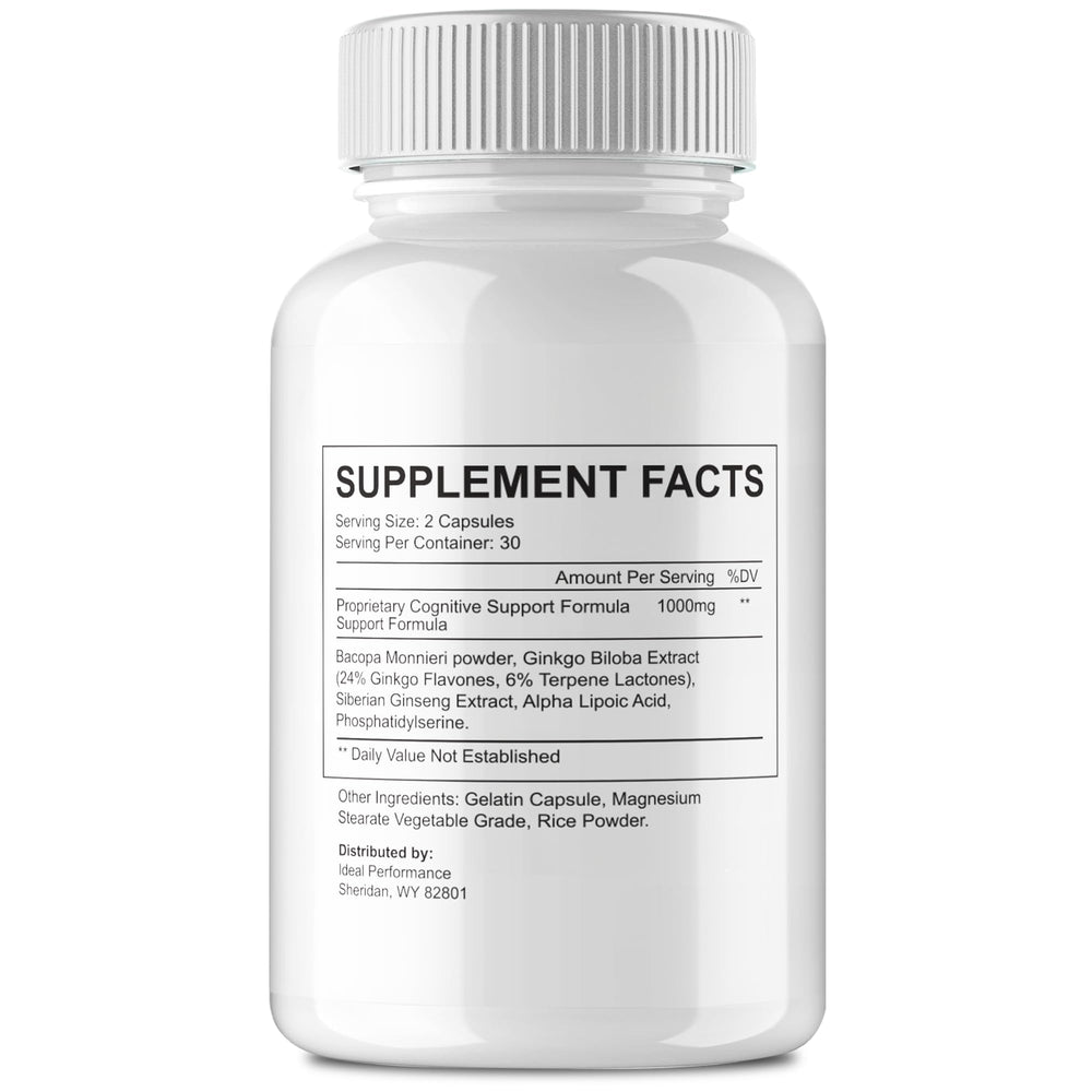IDEAL PERFORMANCE Memopezil capsules closeup showing smooth coating for easy swallowing.