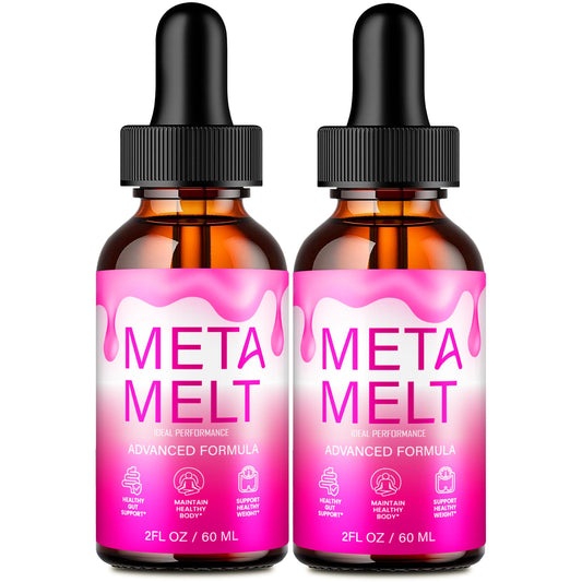 IDEAL PERFORMANCE Meta Melt Drops bottle close-up showing keto liquid formula for active days.