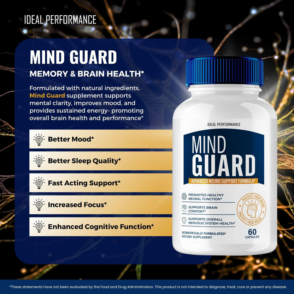 IDEAL PERFORMANCE Mind Guard pouring capsules, demonstrating simple daily dosing idea.