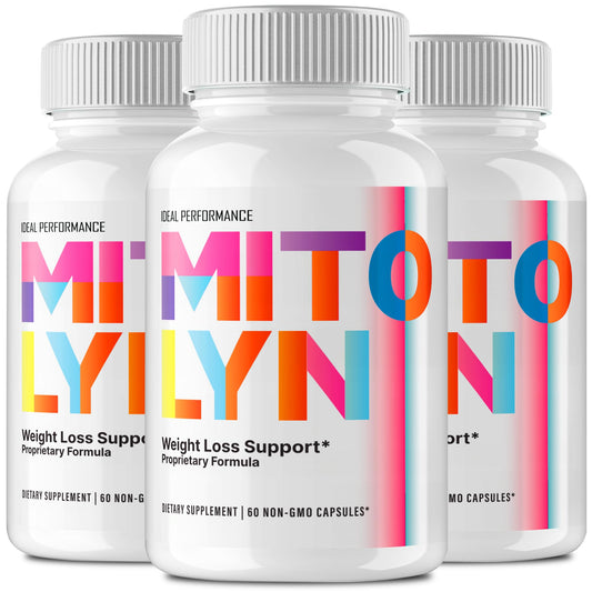 IDEAL PERFORMANCE Mitolyn keto capsules bottle showing all natural energy support.
