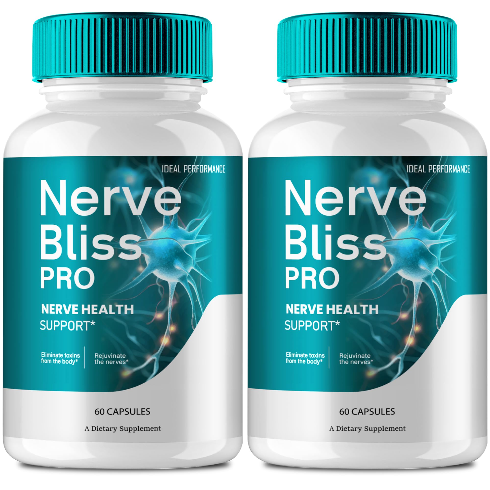 IDEAL PERFORMANCE Nerve Bliss Pro capsules bottle close-up for nerve health support.