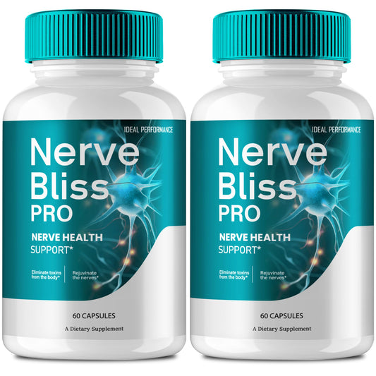 IDEAL PERFORMANCE Nerve Bliss Pro capsules bottle close-up for nerve health support.