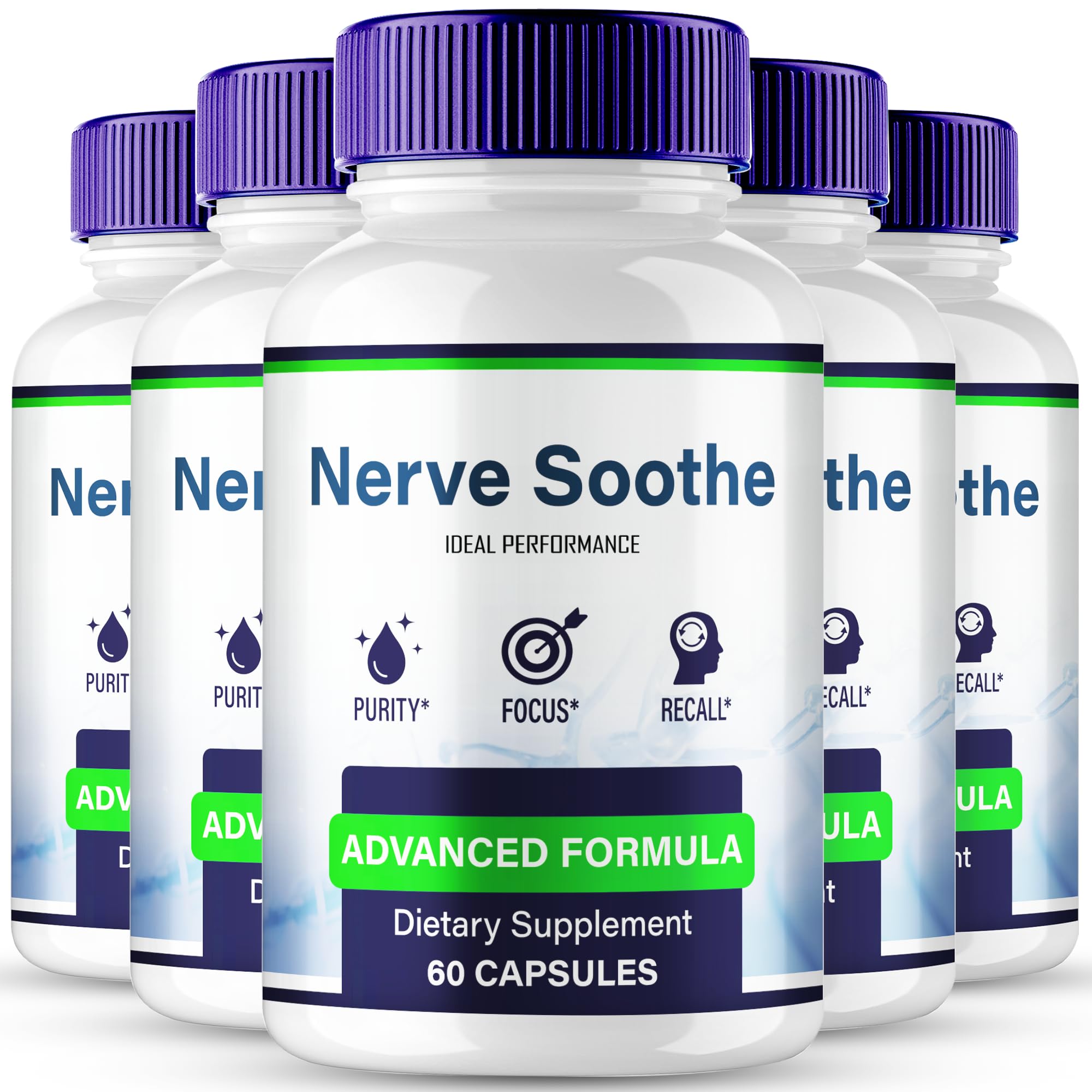 IDEAL PERFORMANCE Nerve Soothe Capsules bottle front for brain health support.