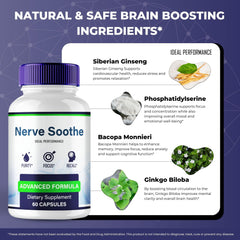 IDEAL PERFORMANCE Nerve Soothe Capsules on desk, supporting a focused routine.