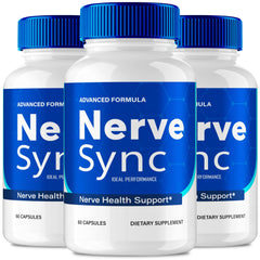 IDEAL PERFORMANCE Nerve Sync capsules bottle closeup showing all natural formula for nerve health support