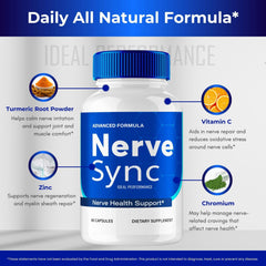 IDEAL PERFORMANCE Nerve Sync capsules in hand illustrate portable daily support option