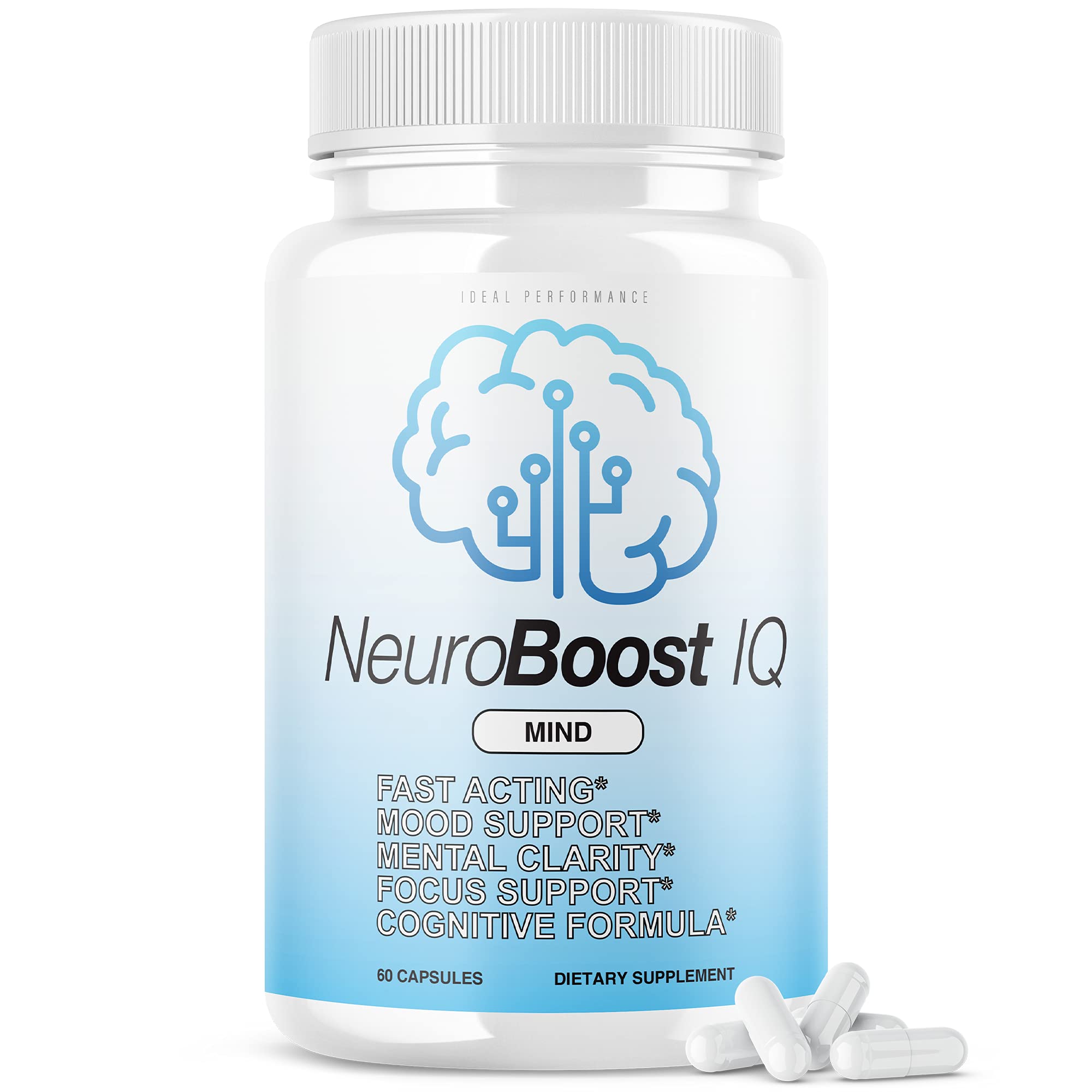 IDEAL PERFORMANCE Neuro Boost IQ bottle image showing capsules for daily focus support
