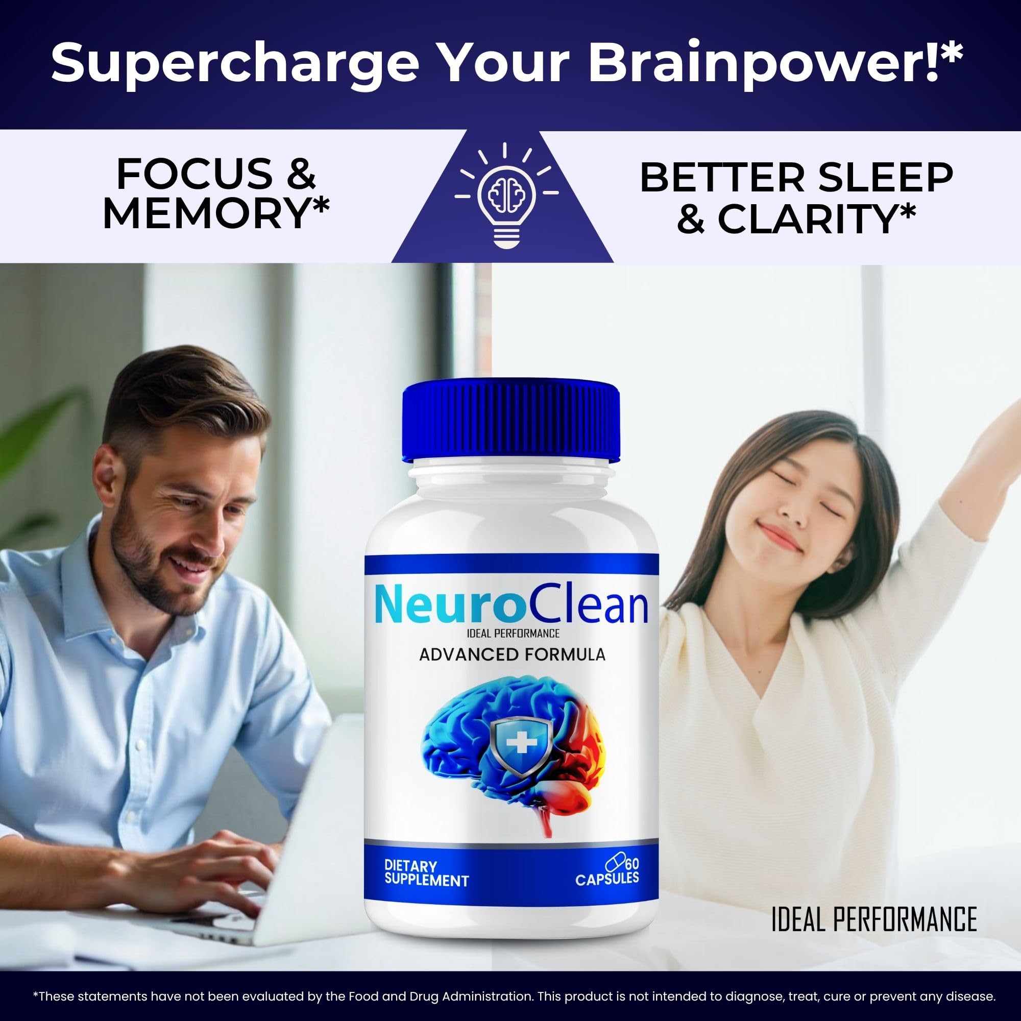 IDEAL PERFORMANCE Neuro Clean tablets close-up, showing uniform dosing for consistency.
