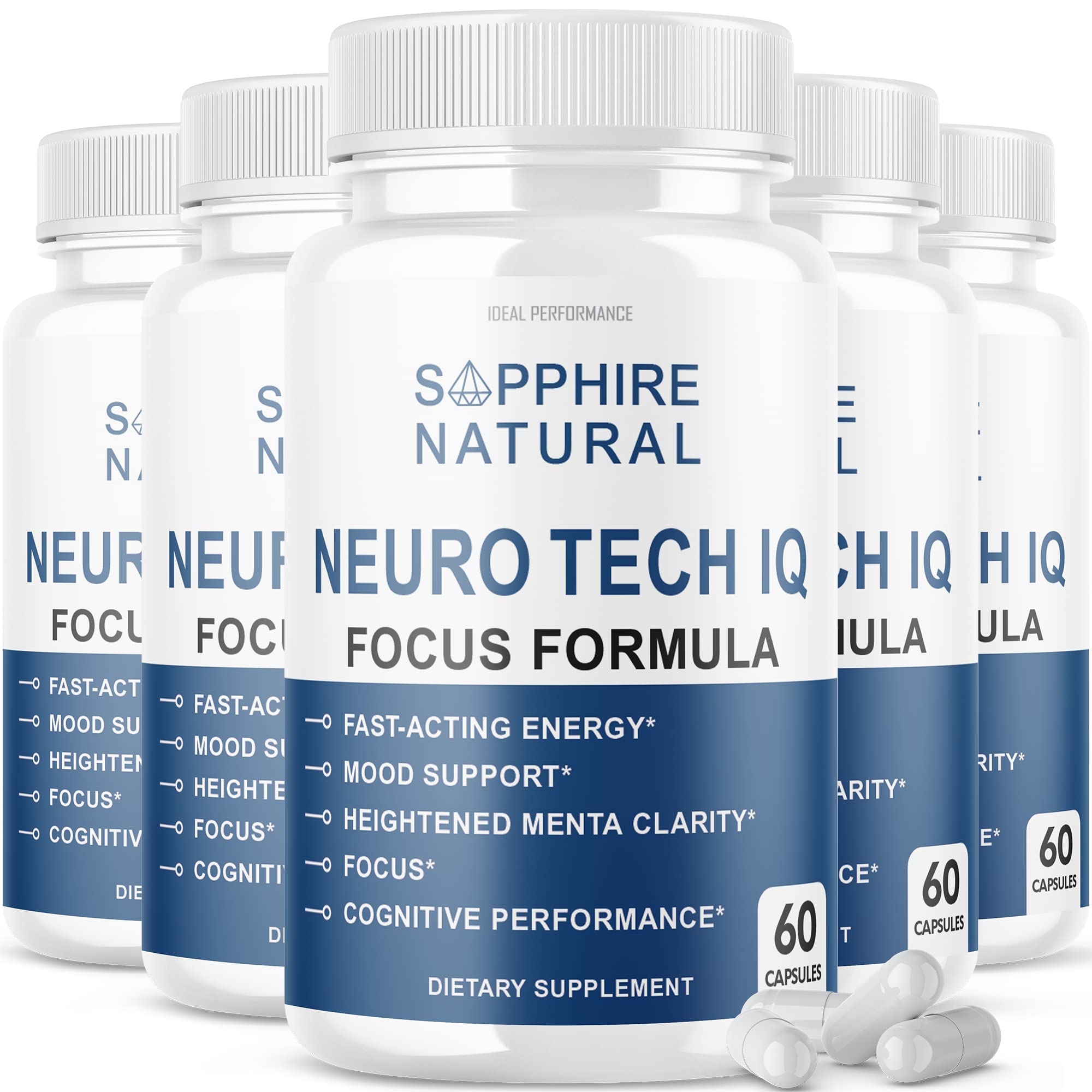IDEAL PERFORMANCE Neuro Tech IQ bottle showing focus-support formula for studying