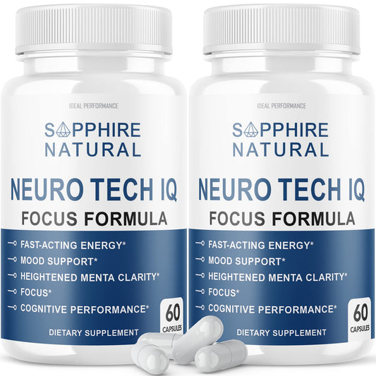 IDEAL PERFORMANCE Neuro Tech IQ brain supplement bottle highlights focus-friendly formula for daily tasks