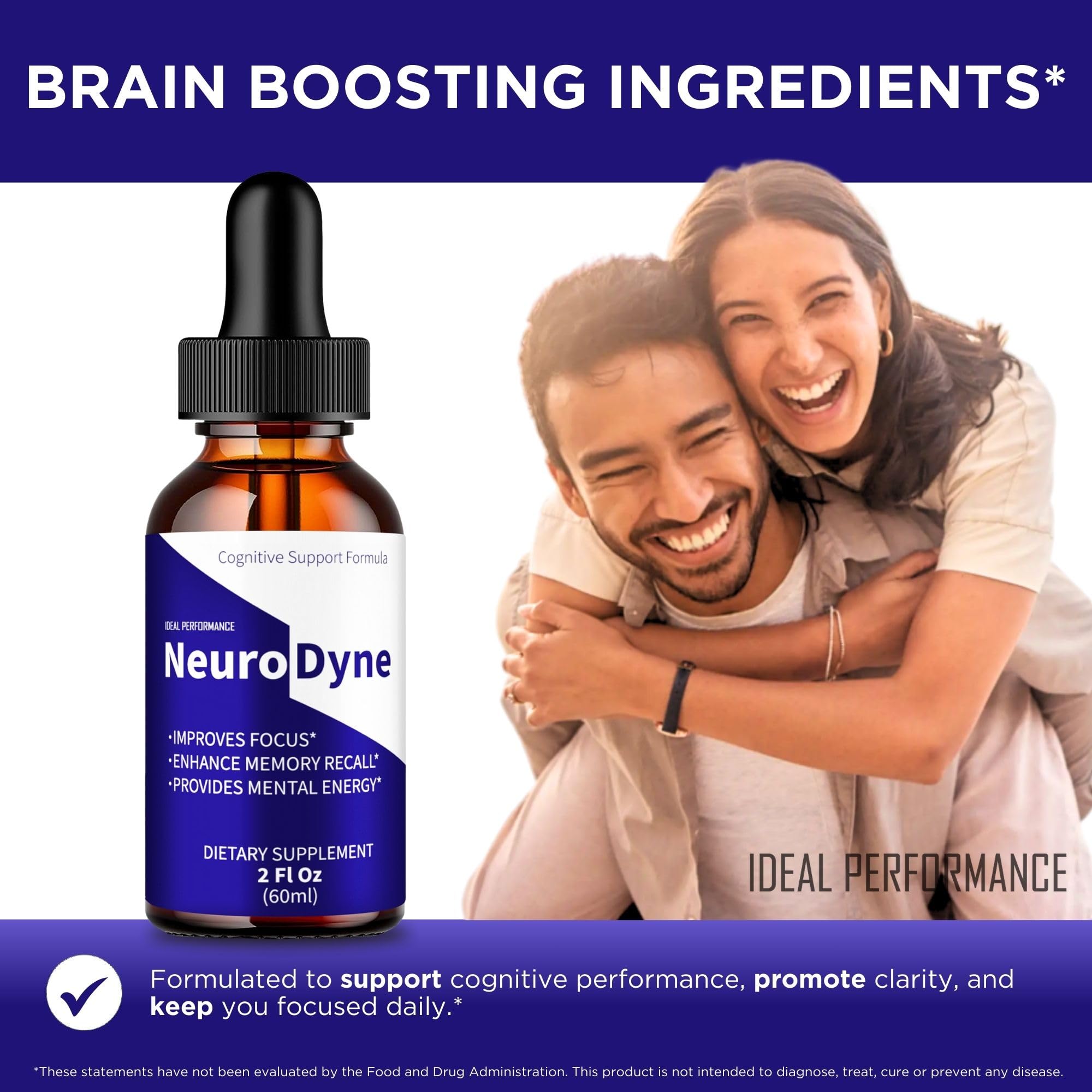 IDEAL PERFORMANCE Neurodyne Drops glass with drops for refreshing intake.