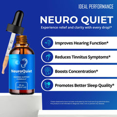 IDEAL PERFORMANCE NeuroQuiet all natural formula packaging emphasizes botanical ingredients.