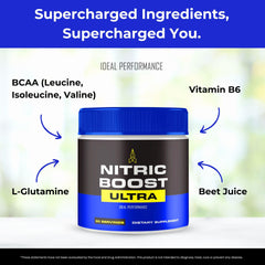 IDEAL PERFORMANCE Nitric Boost Ultra Powder 2-pack scene signals value and ongoing use.