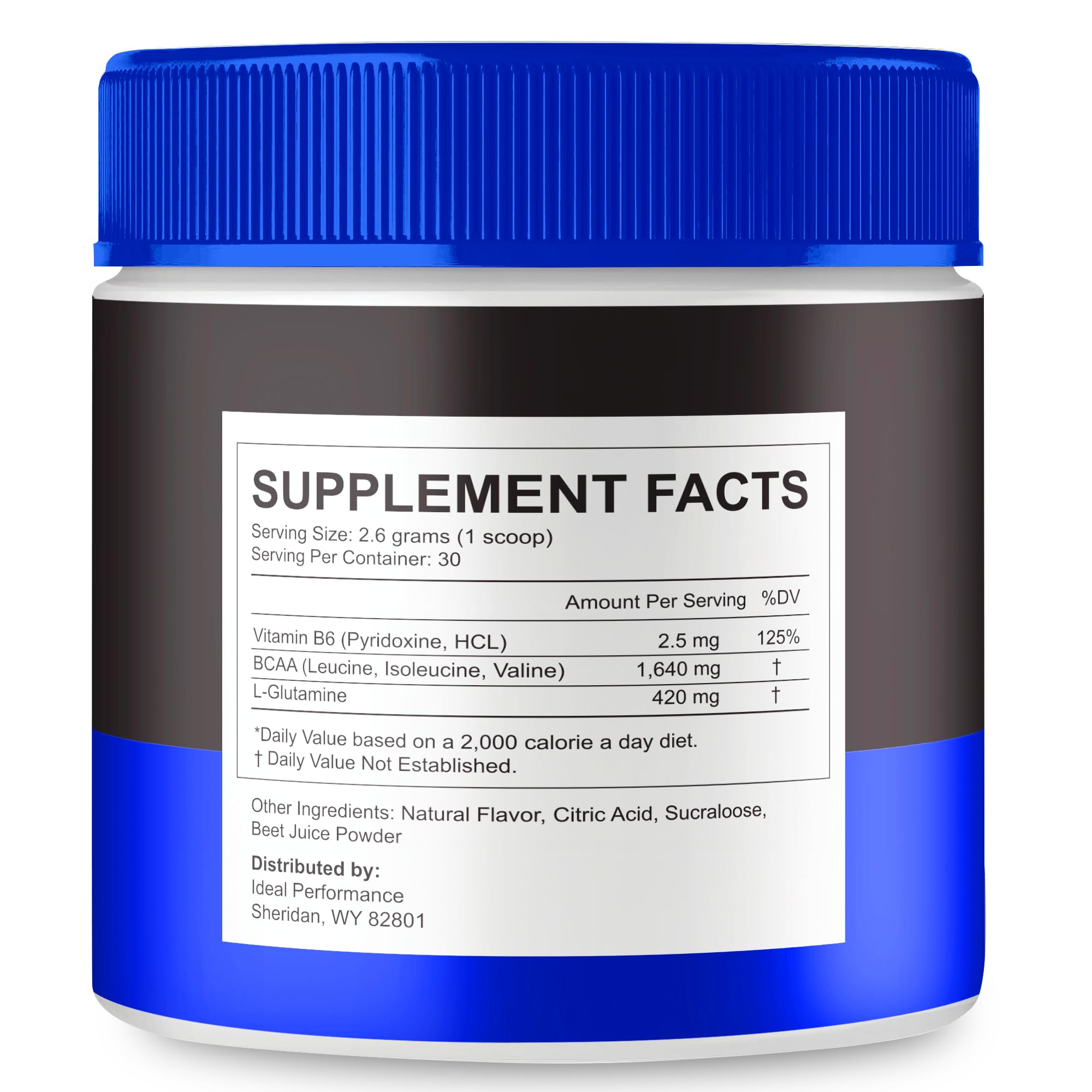 IDEAL PERFORMANCE Nitric Boost Ultra Powder bottle back with usage guidance for daily energy support.