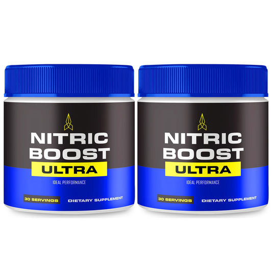 IDEAL PERFORMANCE Nitric Boost Ultra Powder bottle front highlighting energy support for workouts.