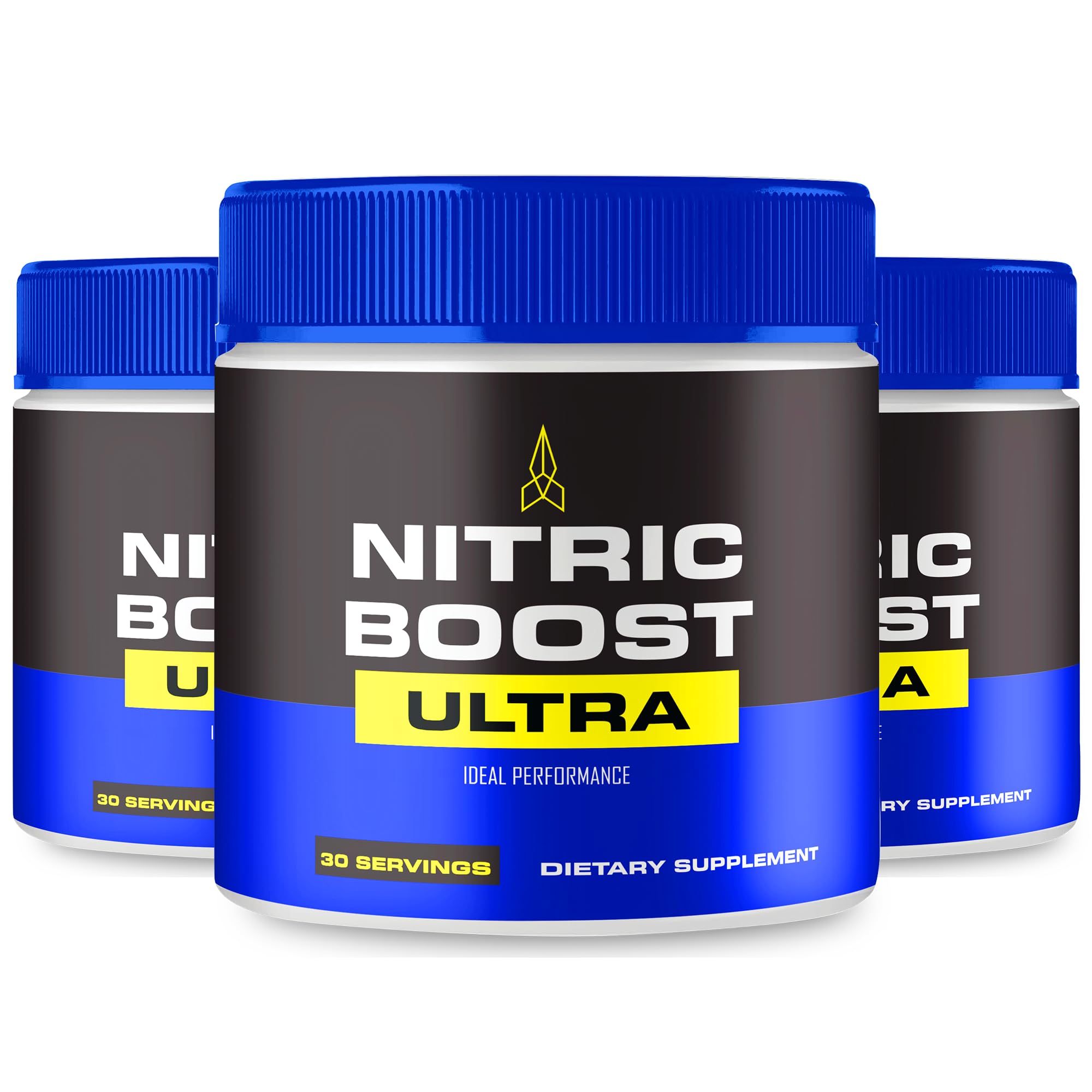 IDEAL PERFORMANCE Nitric Boost Ultra powder tub labeled for clean energy support.