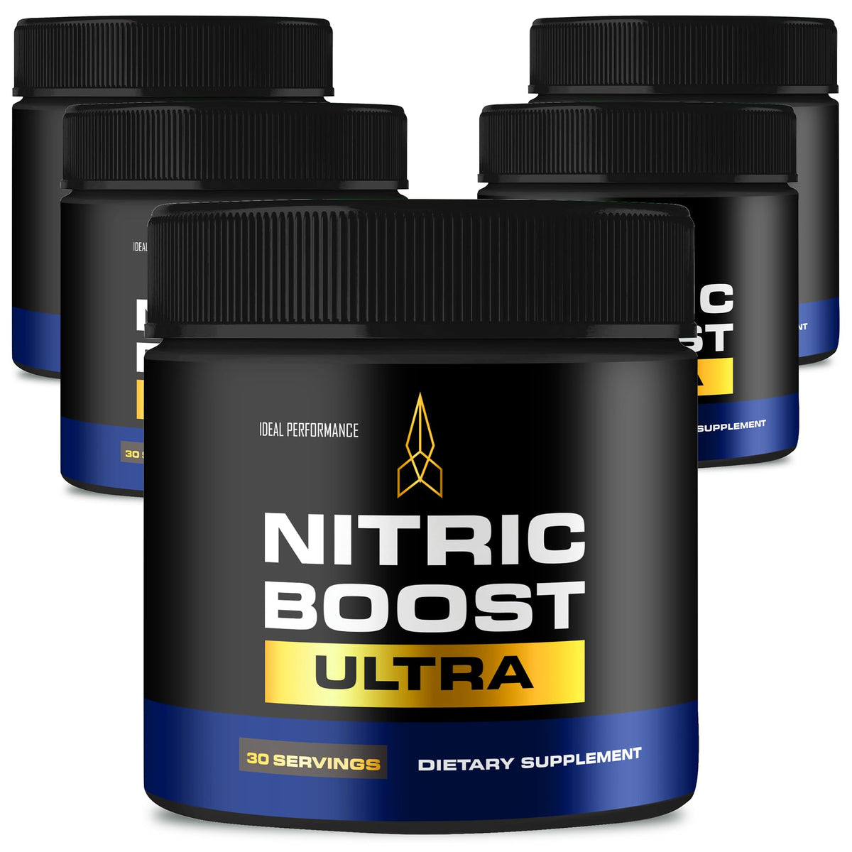 IDEAL PERFORMANCE Nitric Boost Ultra Purple Powder tub with scoop for energy before workouts