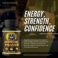 IDEAL PERFORMANCE Nordic Power Pills user taking capsule for daytime stamina.
