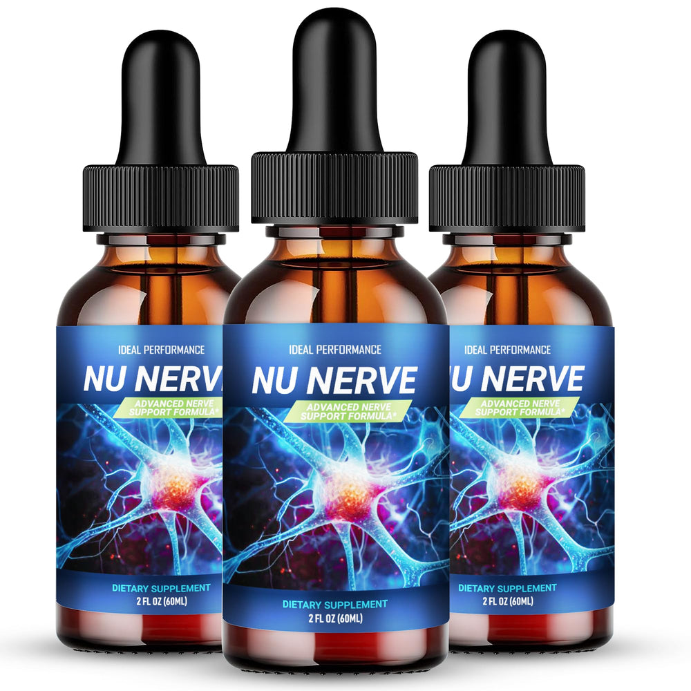 IDEAL PERFORMANCE NuNerve drops bottle with clear label for daily nerve support.
