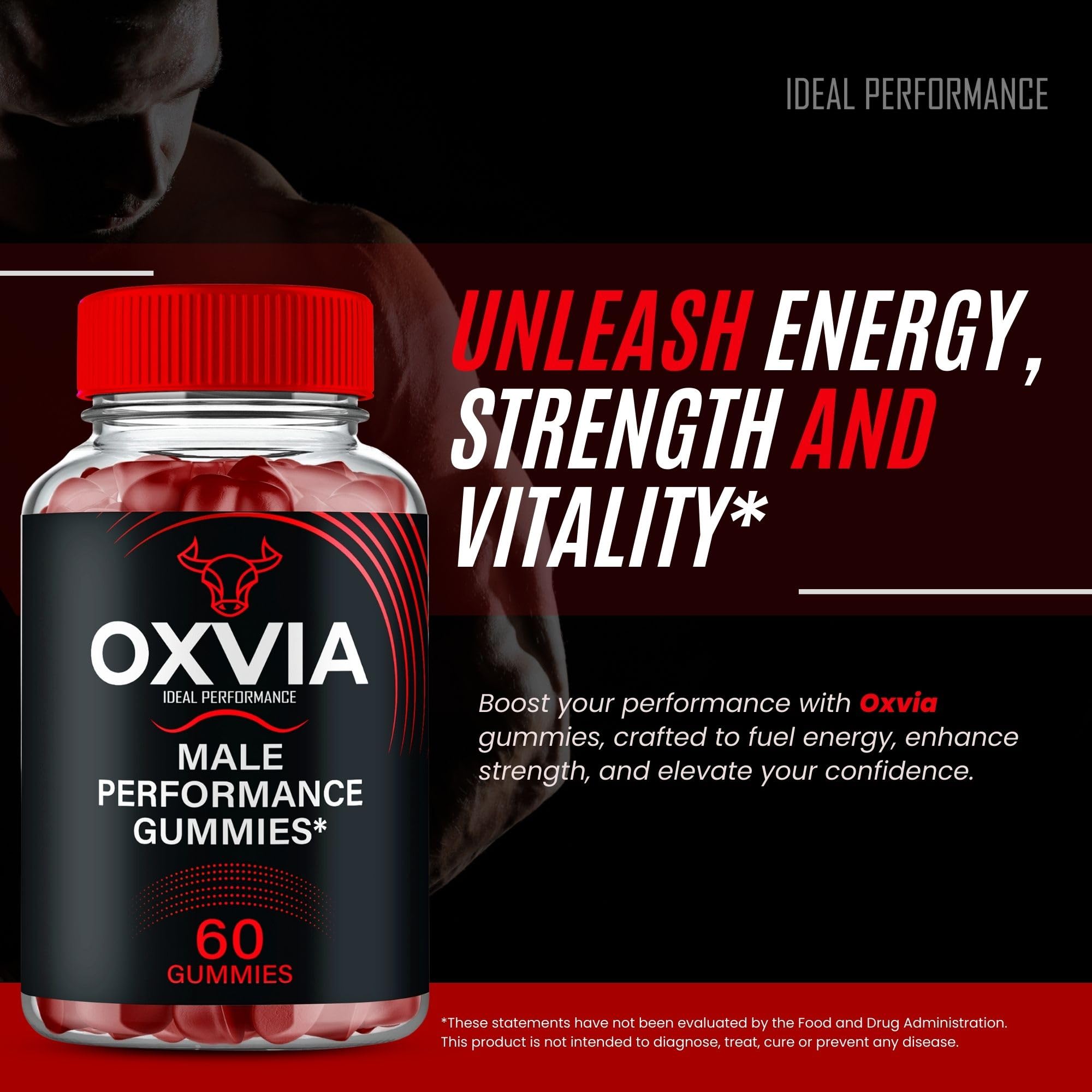 IDEAL PERFORMANCE Oxvia packaging box displays product overview and shelf-ready design.