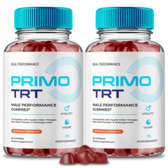 IDEAL PERFORMANCE Primo TRT Gummies bottle on display supports natural wellness in daily life.