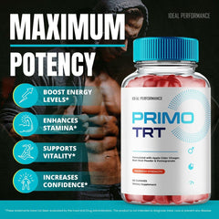 IDEAL PERFORMANCE Primo TRT Gummies table setup suggesting convenient daily routine