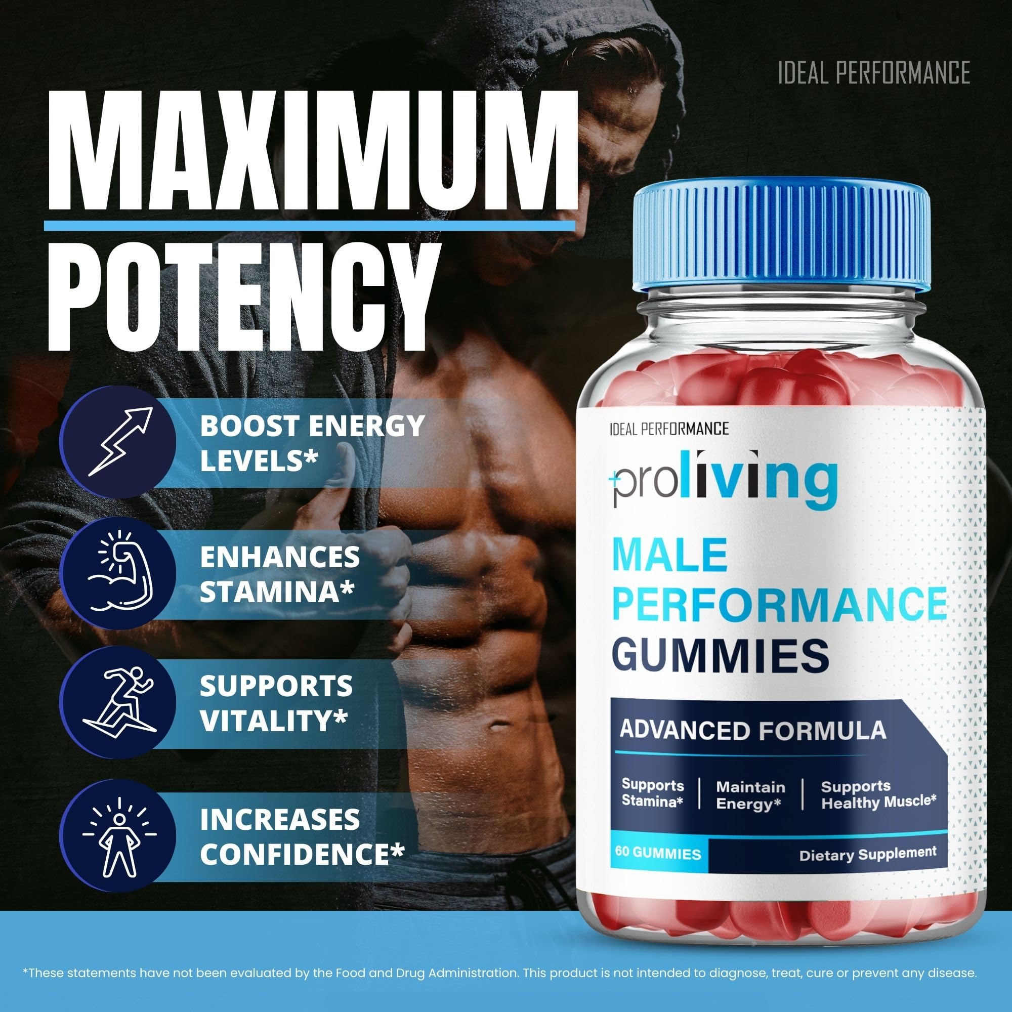 IDEAL PERFORMANCE ProLiving Gummies serving size illustration on label