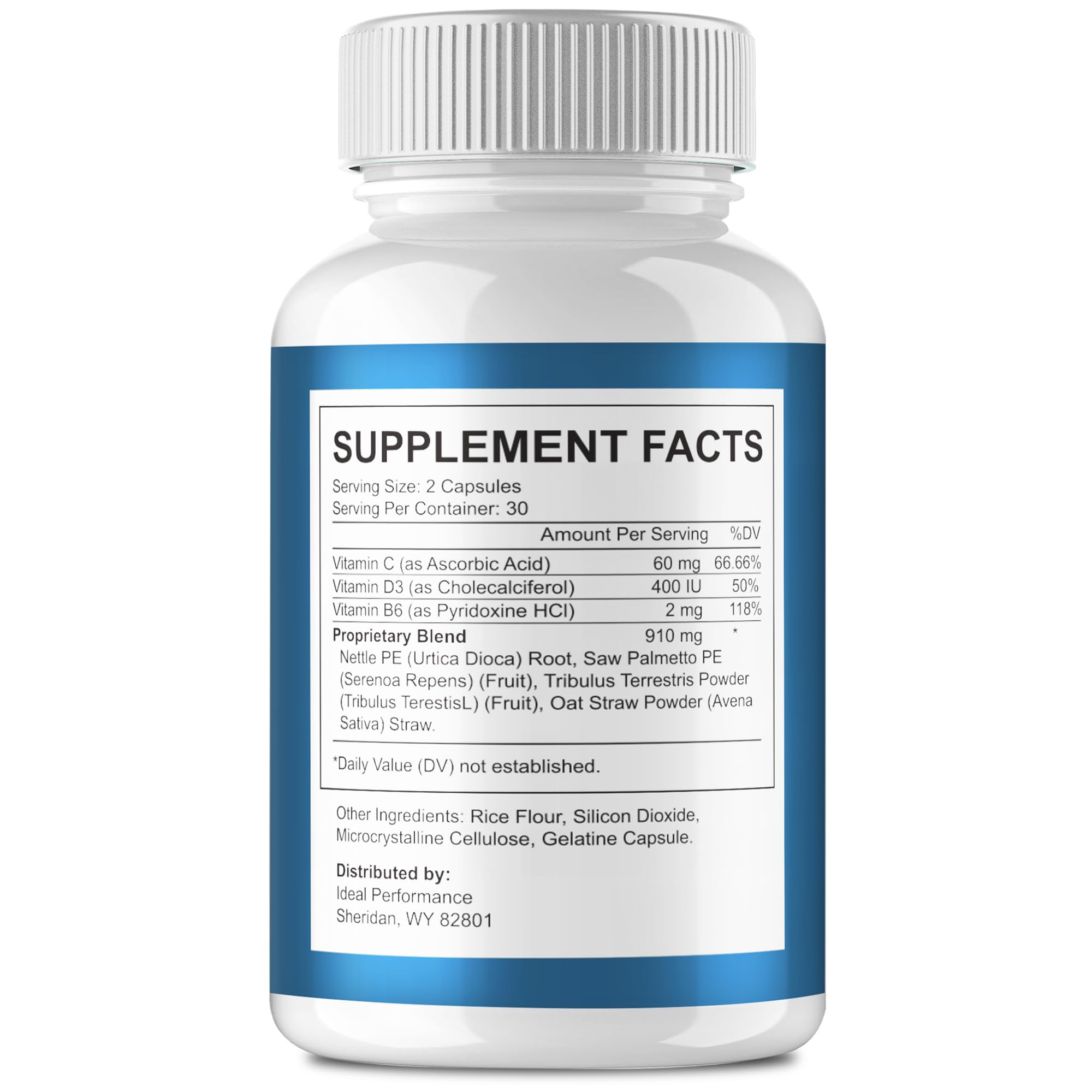 IDEAL PERFORMANCE Prosta Defend label close-up highlighting quality ingredients.