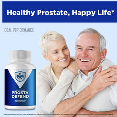 IDEAL PERFORMANCE Prosta Defend tablets poured on a tray for quick dosing.
