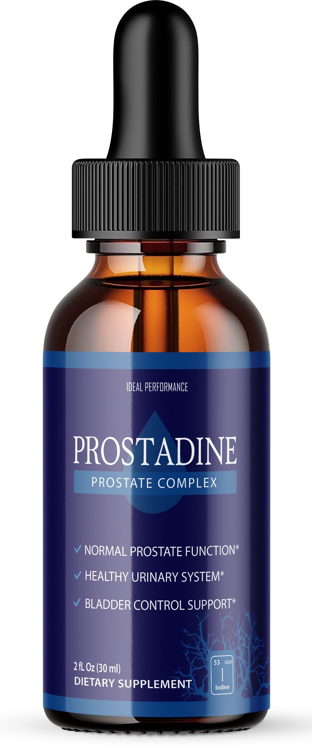 IDEAL PERFORMANCE Prostadine dropper close-up ready to use.