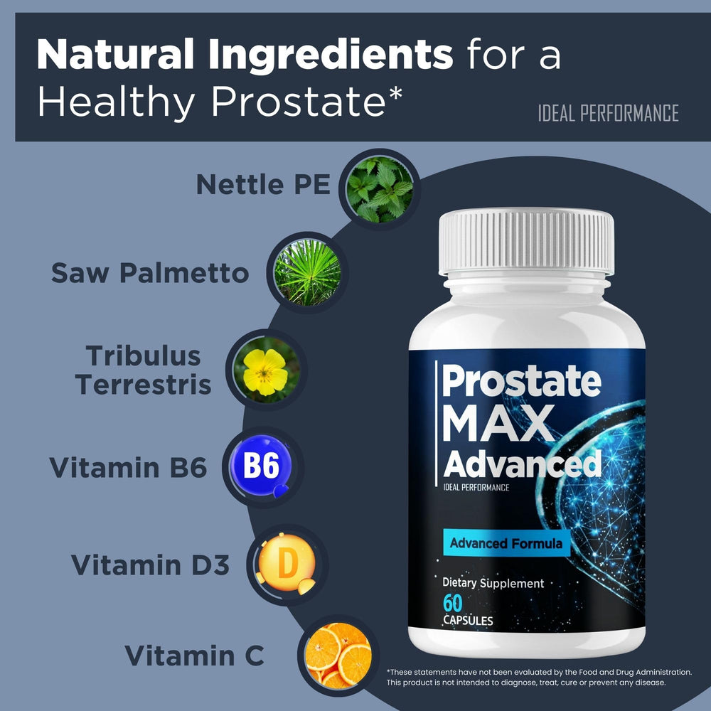 IDEAL PERFORMANCE Prostate Max capsules in hand for scale and feel.