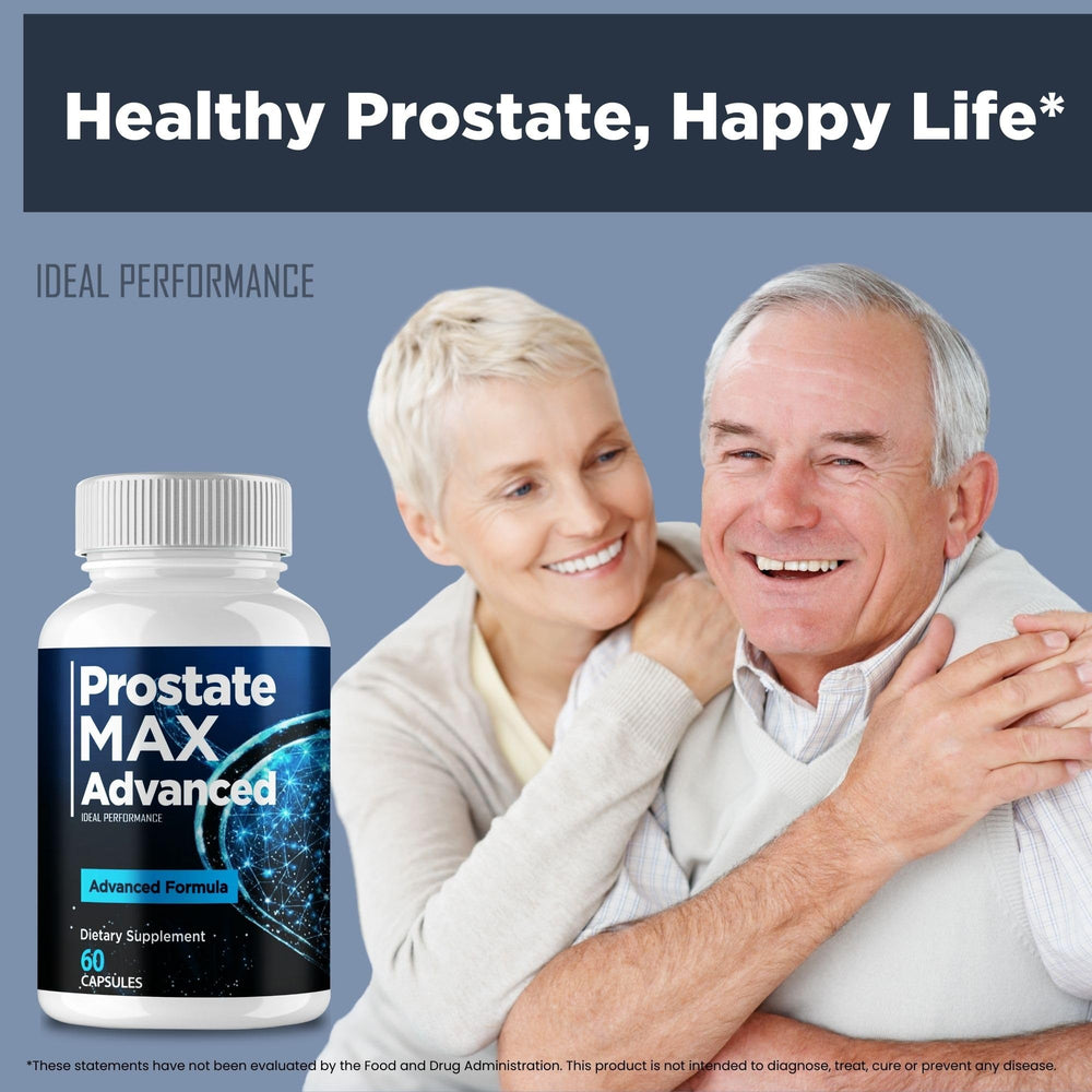 IDEAL PERFORMANCE Prostate Max pills spread on a neutral surface.