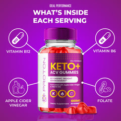 IDEAL PERFORMANCE Proton ACV Gummies close-up texture of chewy gummies.