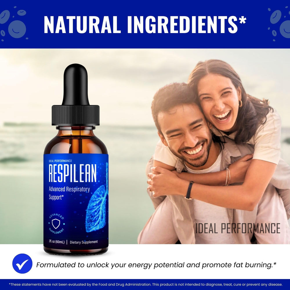 IDEAL PERFORMANCE Respilean Drops in-use shot illustrating simple daily routine.