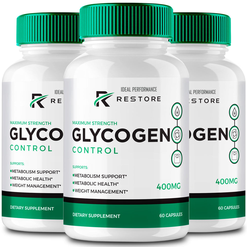IDEAL PERFORMANCE Restore Glycogen Control bottle with easy-to-swallow capsules for daily use.
