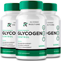 IDEAL PERFORMANCE Restore Glycogen Control bottle with easy-to-swallow capsules for daily use.