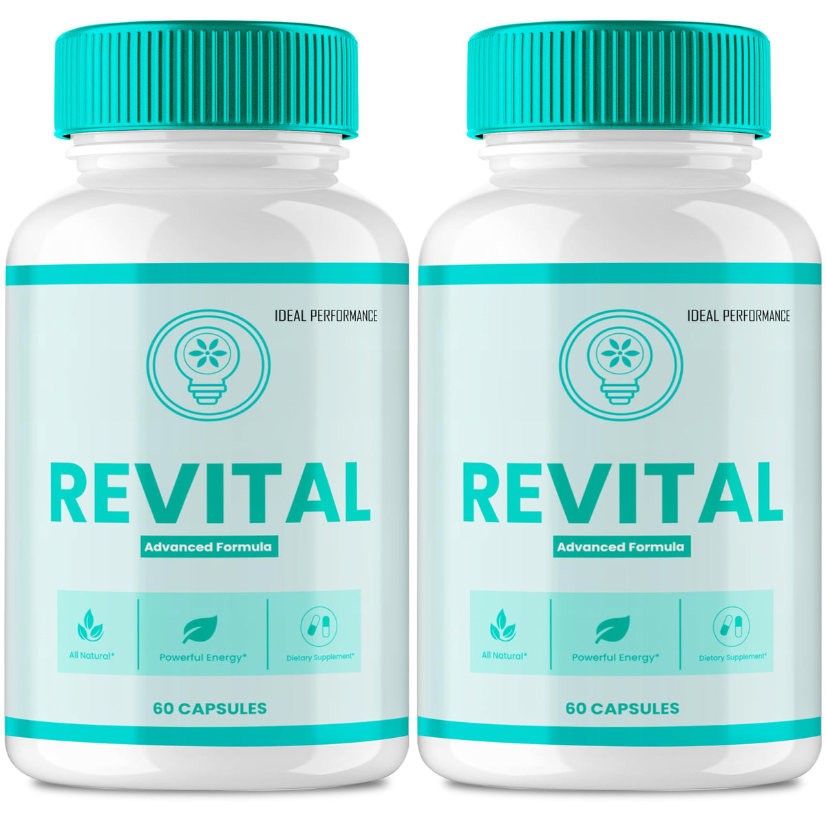 IDEAL PERFORMANCE Revital Capsules bottle on kitchen counter for daily vitality.