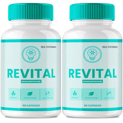 IDEAL PERFORMANCE Revital Capsules bottle on kitchen counter for daily vitality.