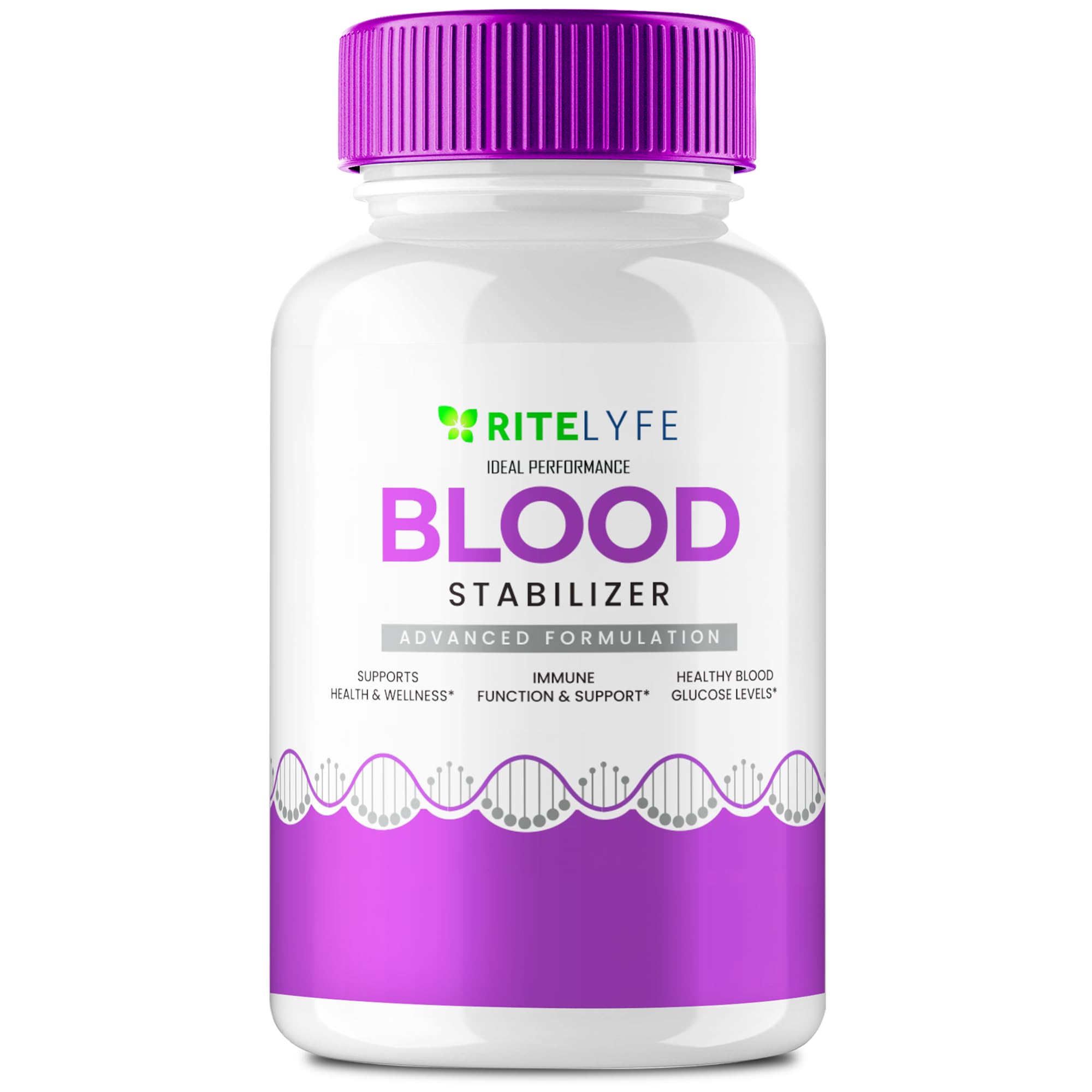 IDEAL PERFORMANCE Ritelyfe Blood Stabilizer bottle front supports daily vitality.