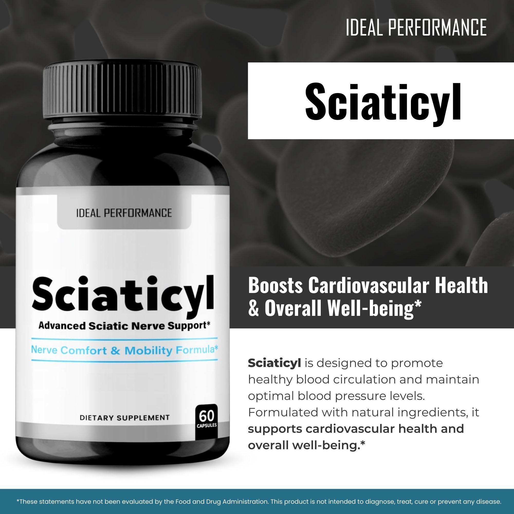 IDEAL PERFORMANCE Sciaticyl capsules daily-use image suggests routine integration.