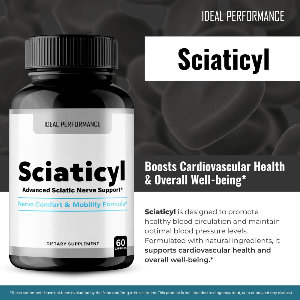 IDEAL PERFORMANCE Sciaticyl capsules daily-use image suggests routine integration.
