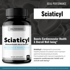 IDEAL PERFORMANCE Sciaticyl capsules daily-use image suggests routine integration.
