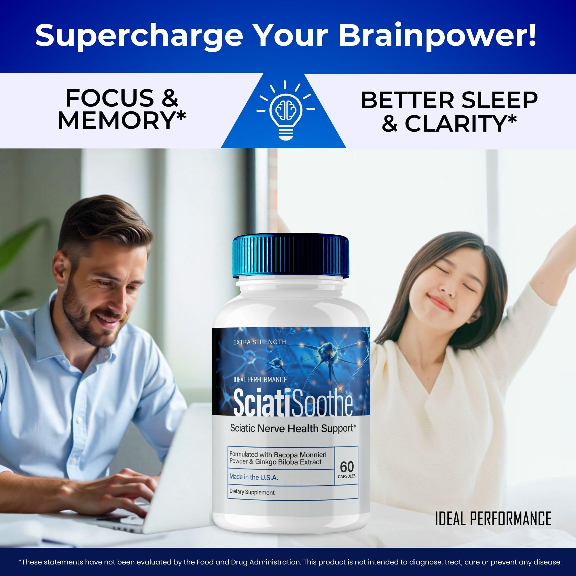 IDEAL PERFORMANCE SciatiSoothe daily routine setup with bottle beside water