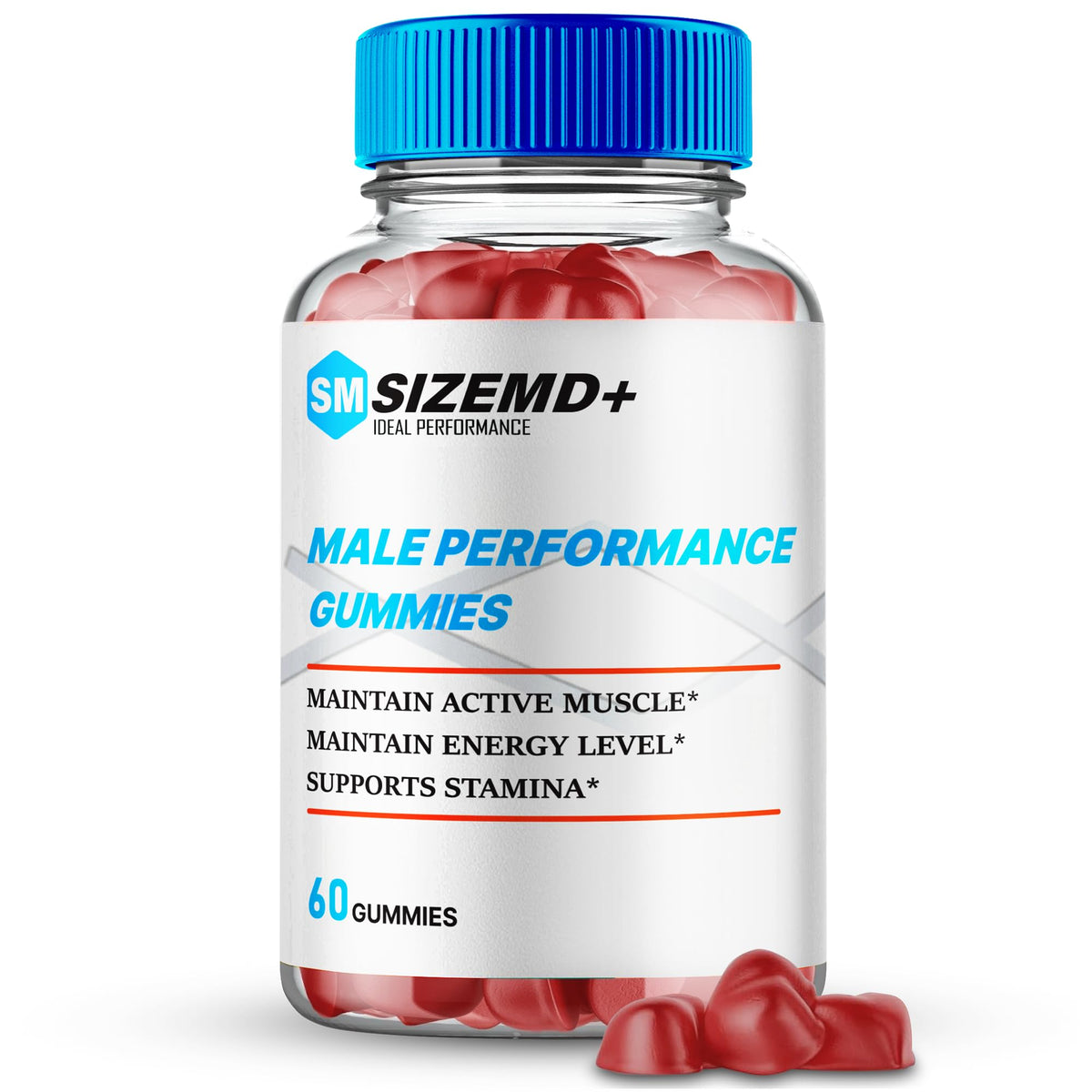 SizeMD+ Gummies bottle pouring for easy daily wellness support.