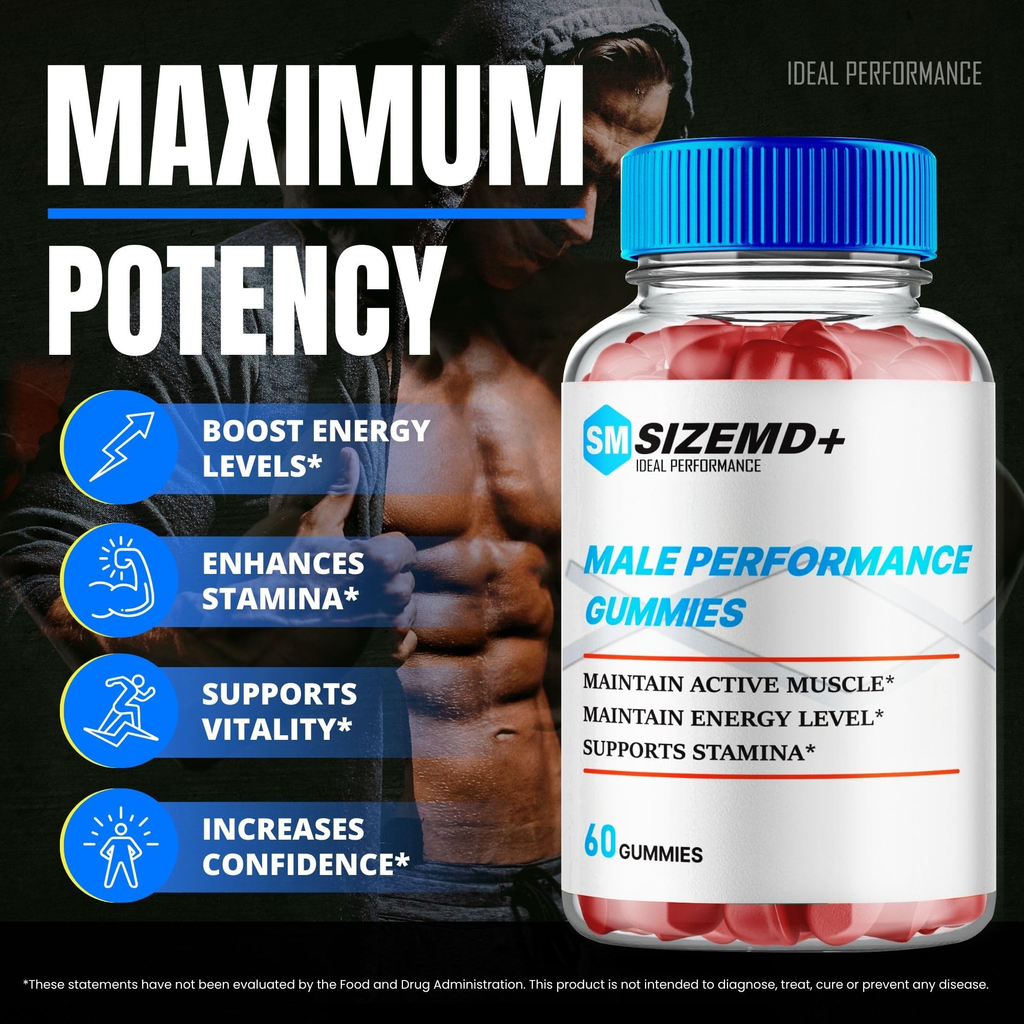 SizeMD+ Gummies label detail emphasizing advanced formula.