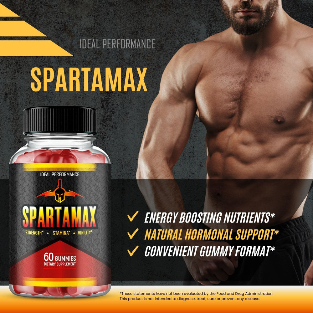 IDEAL PERFORMANCE Spartamax Gummies packaging detail emphasizes eco-friendly design.