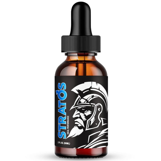 IDEAL PERFORMANCE Stratos Drops bottle front for easy daily supplementation.