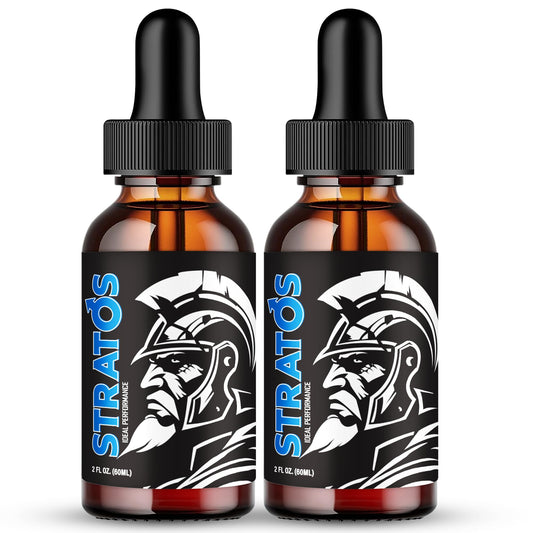 IDEAL PERFORMANCE Stratos Drops bottle front for daily stamina support.
